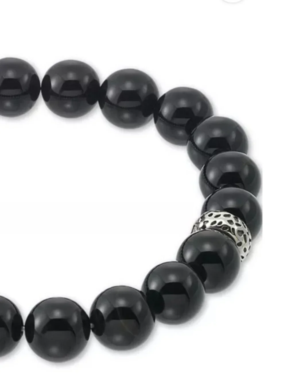 Onyx (10mm) Beaded Stretch Bracelet in Stainless Steel